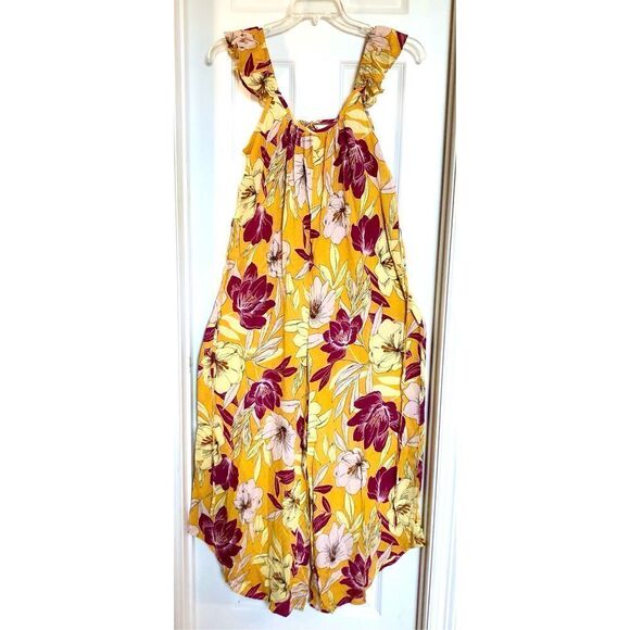 BAND OF GYPSIES COLLECTIVE - NWT  “Euphoria” Gold Floral Wide-Leg Jumpsuit. Sz M - Picture 15 of 16